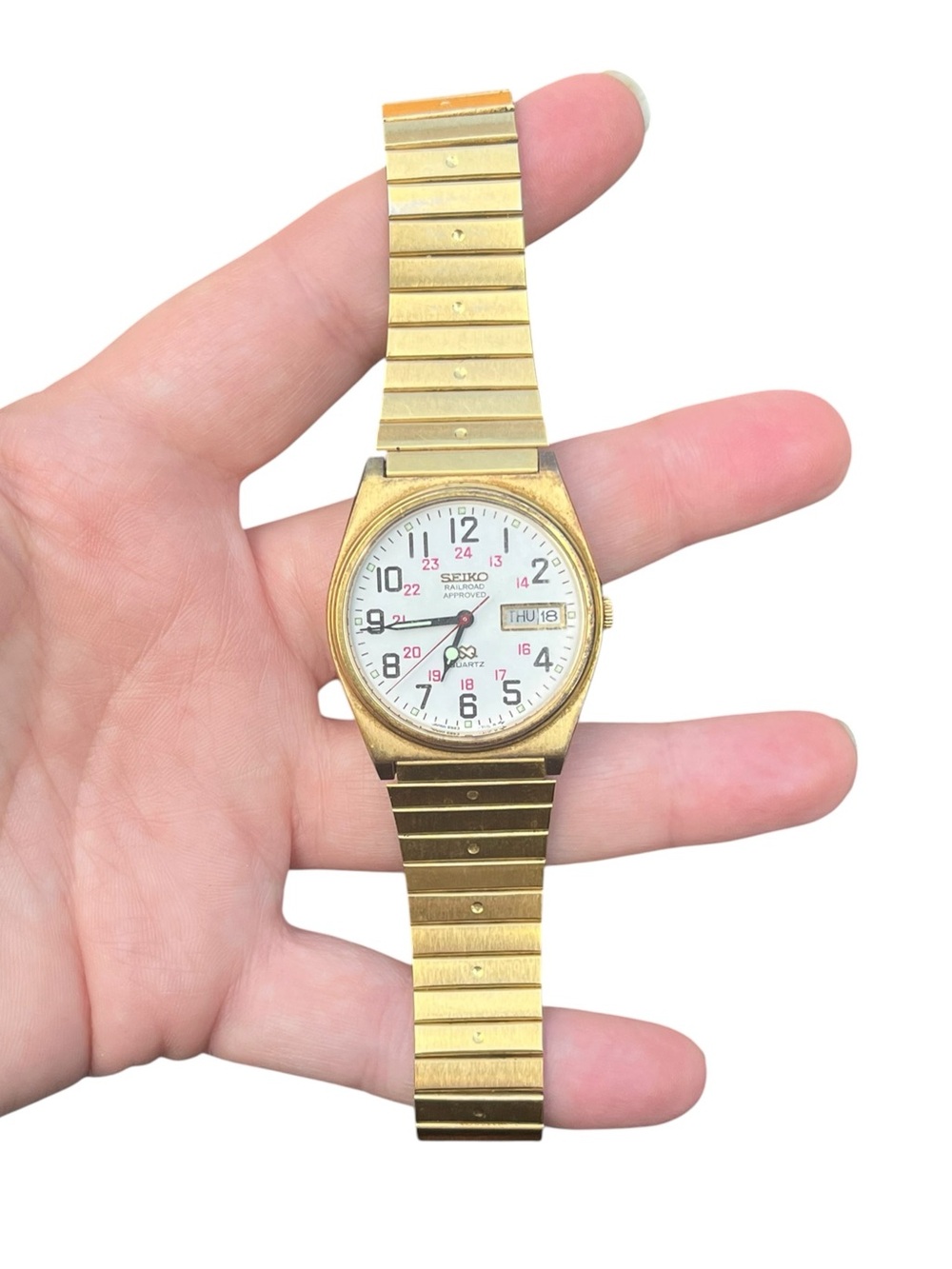 Vintage Seiko SQ 6923-7039 Railroad Approved Gold Tone Quartz Watch Untested